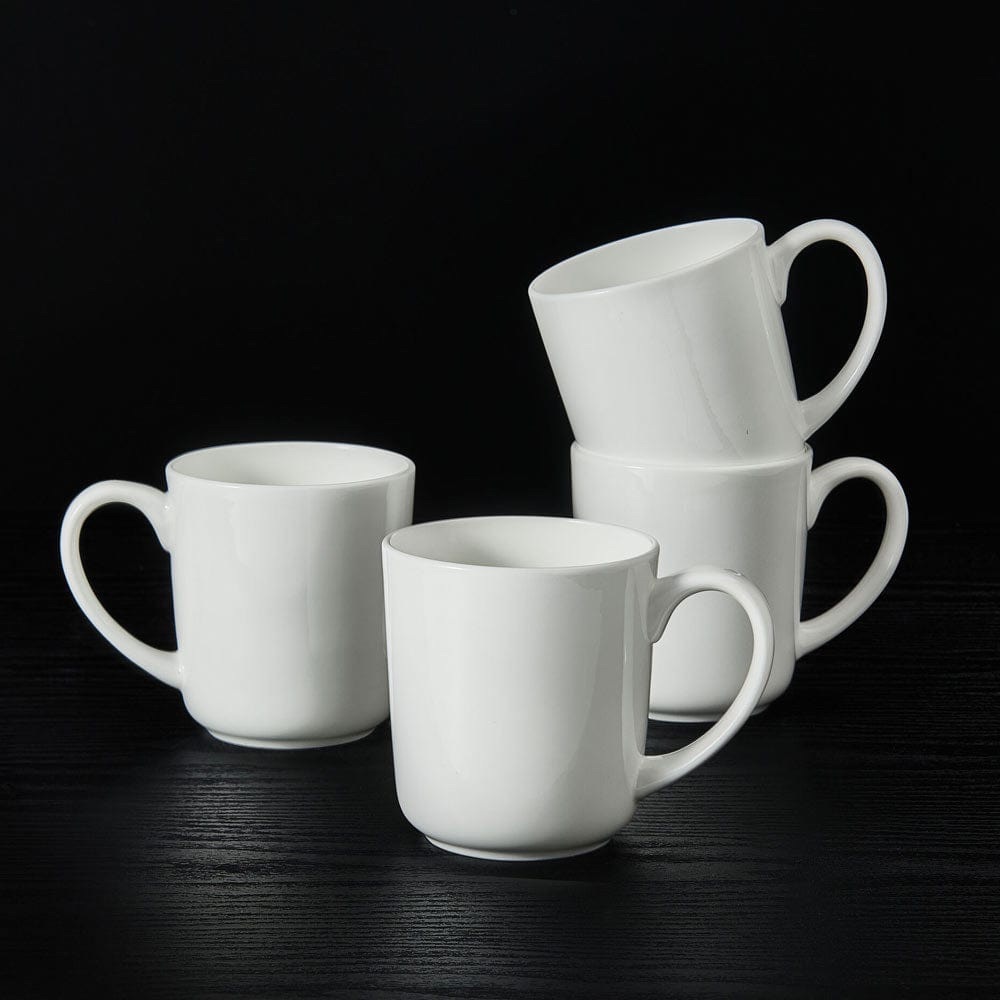 Mikasa Samantha Bone China 16oz White Coffee Mugs  Set of 4  Brand New